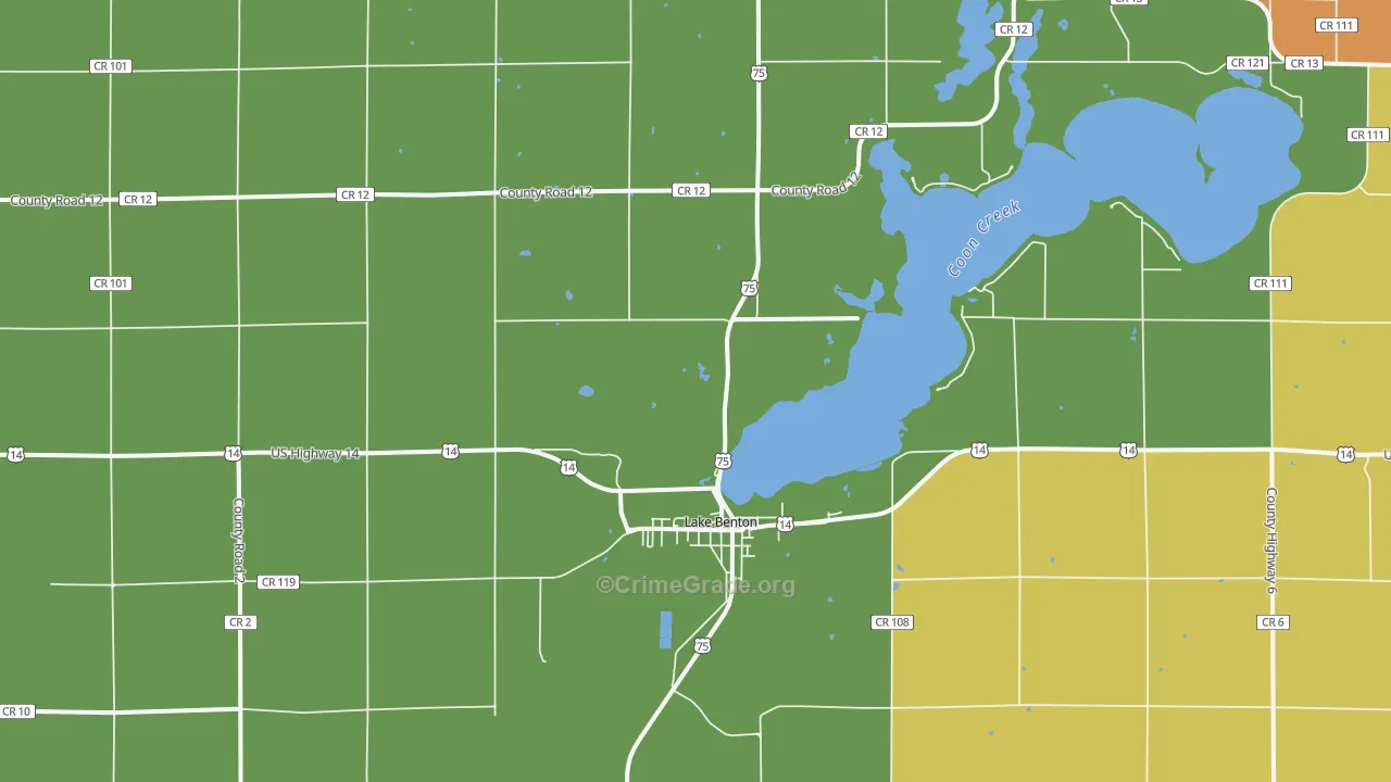 Lake Benton, MN Map of Burglary Rates