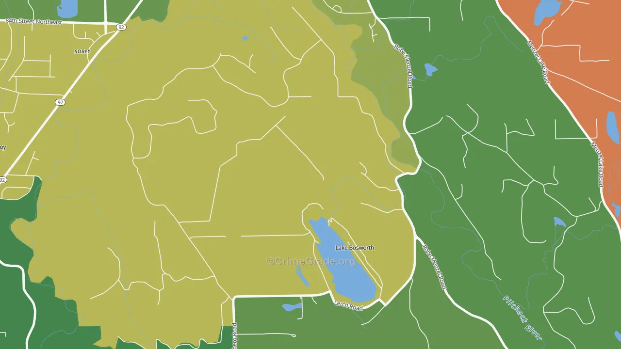 Lake Bosworth, WA Map of Burglary Rates
