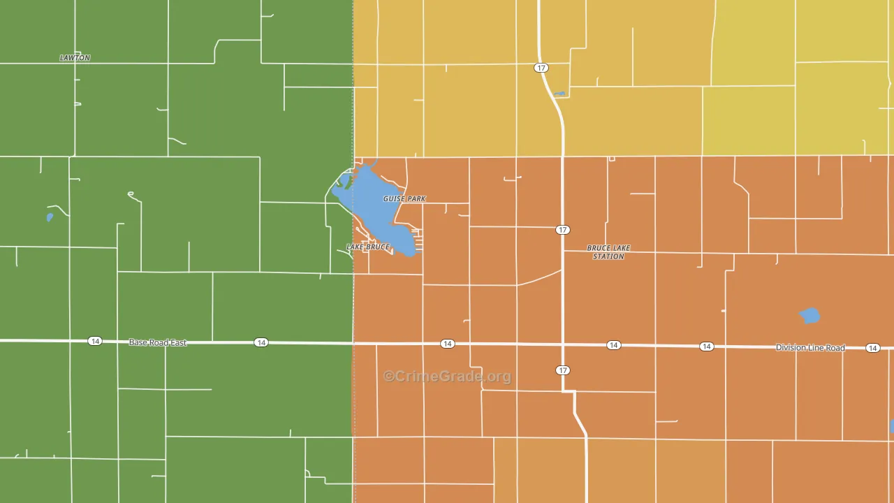 Lake Bruce, IN Map of Burglary Rates