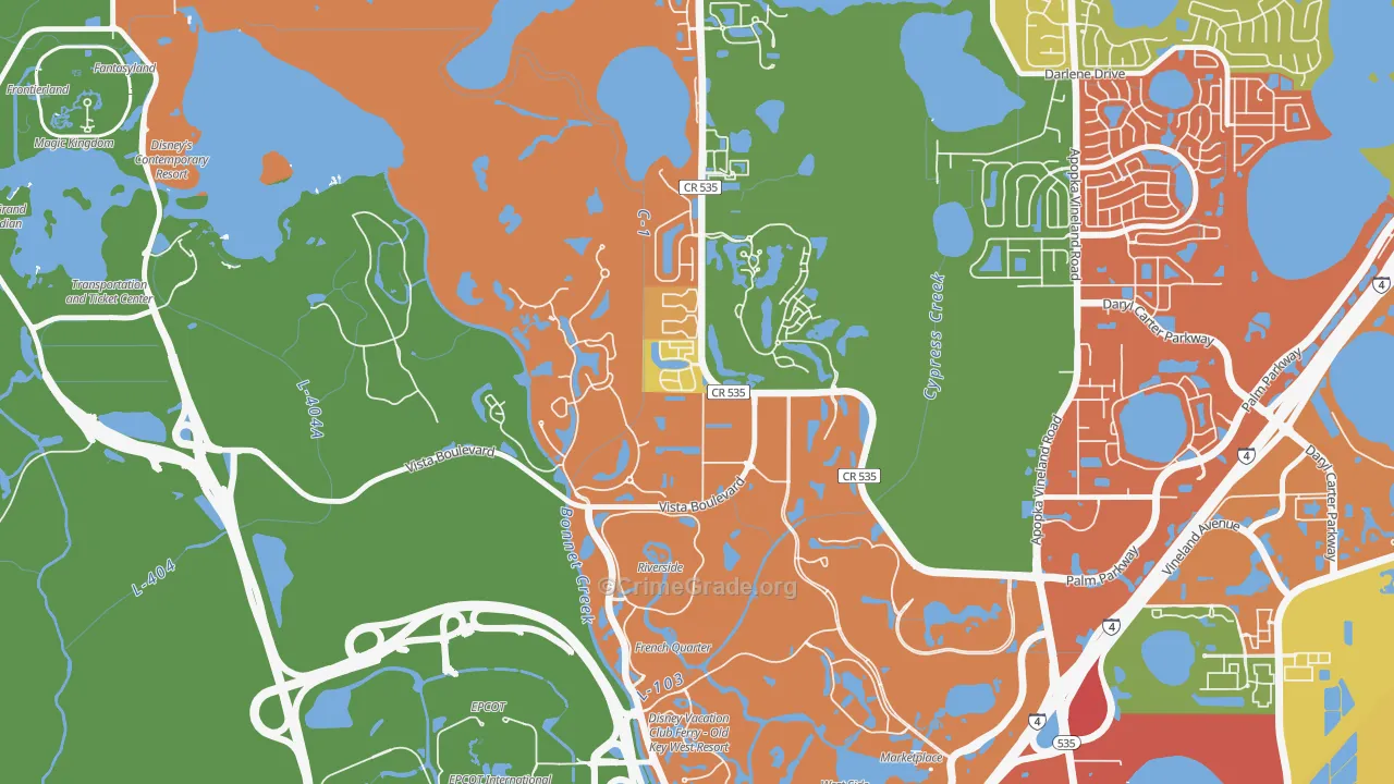 Lake Buena Vista, FL Map of Burglary Rates