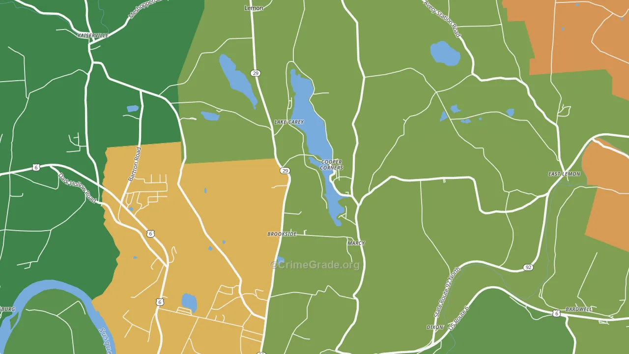 Lake Carey, PA Map of Burglary Rates