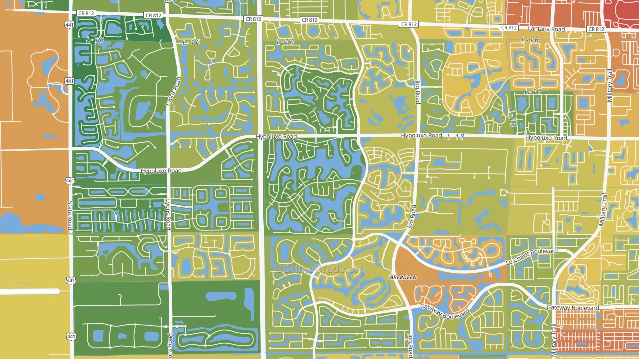 Lake Charleston, Lake Worth, FL Map of Burglary Rates