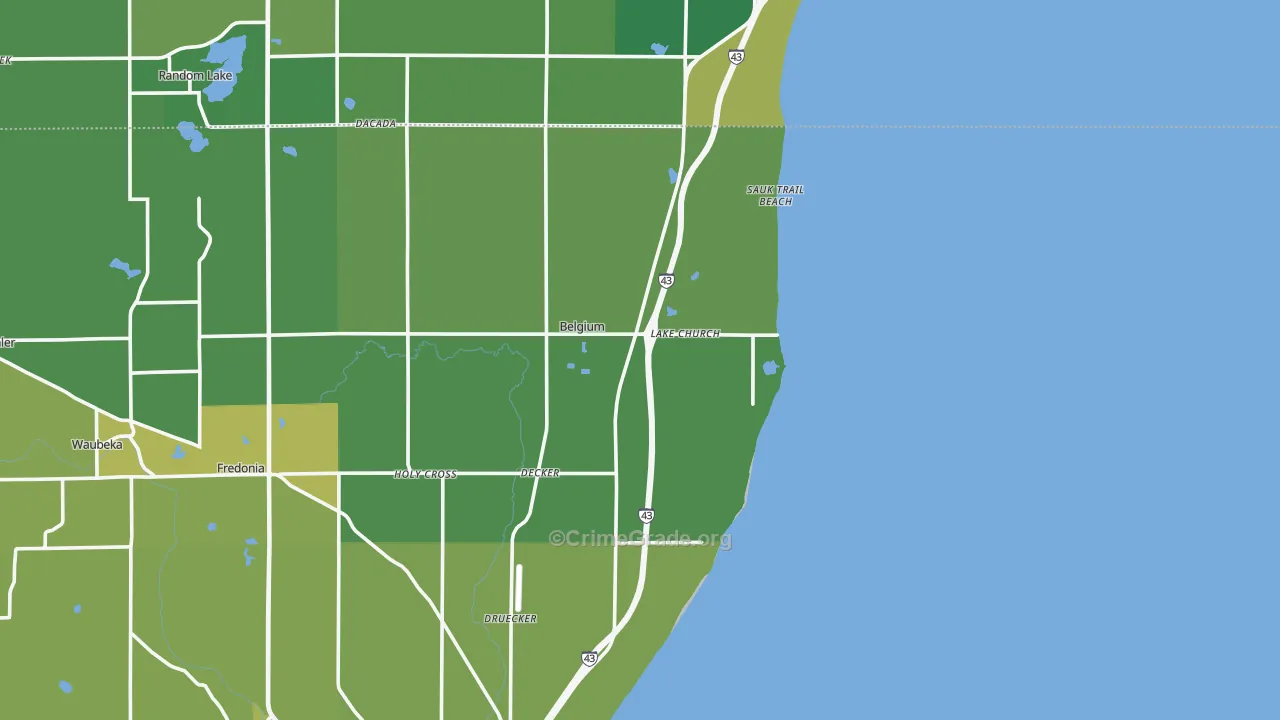 Lake Church, WI Map of Burglary Rates