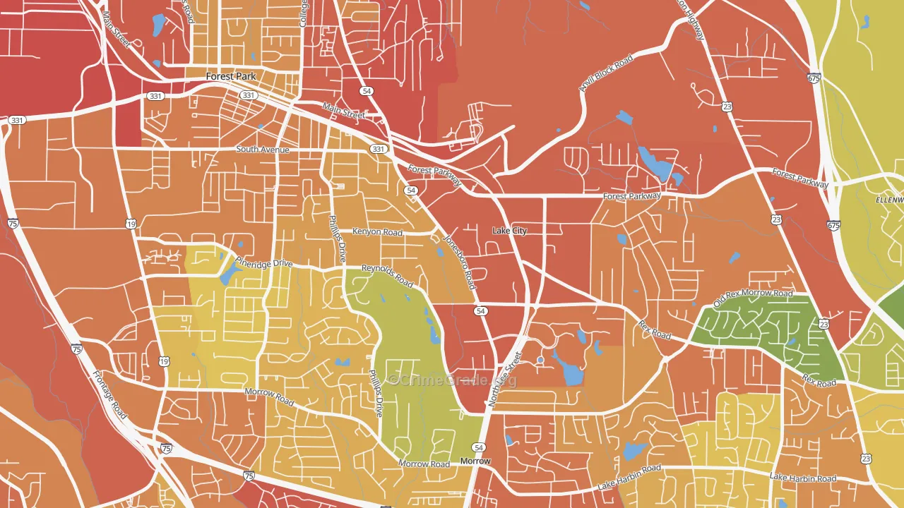 Lake City, GA Map of Burglary Rates