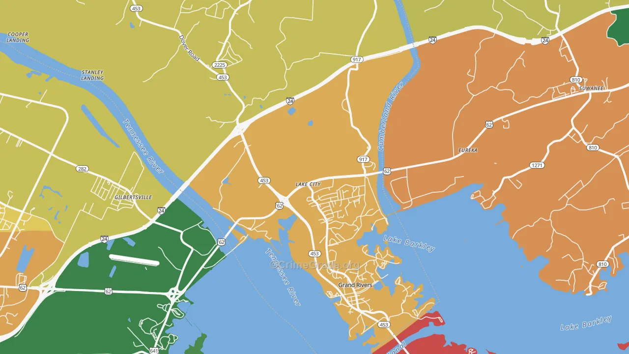 Lake City, KY Map of Burglary Rates