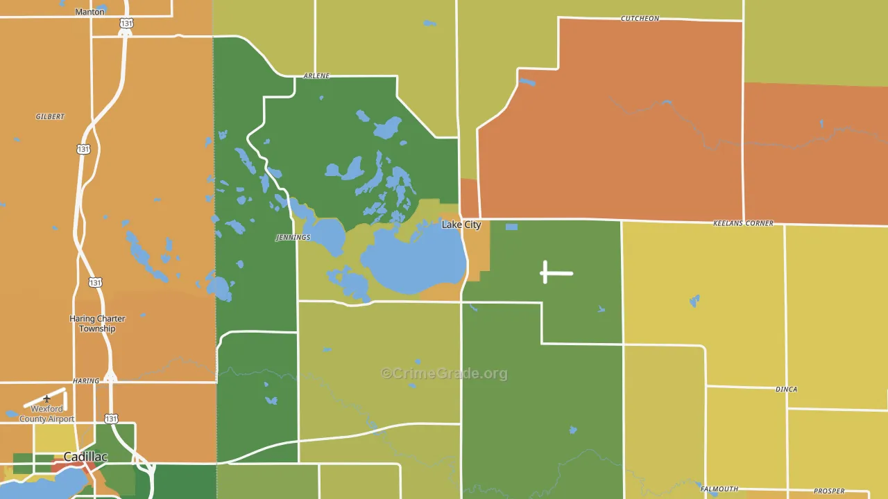 Lake City, MI Map of Burglary Rates