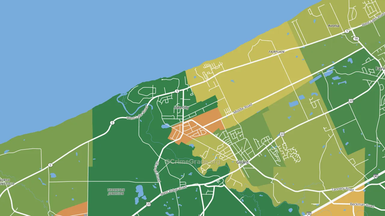 Lake City, PA Map of Burglary Rates