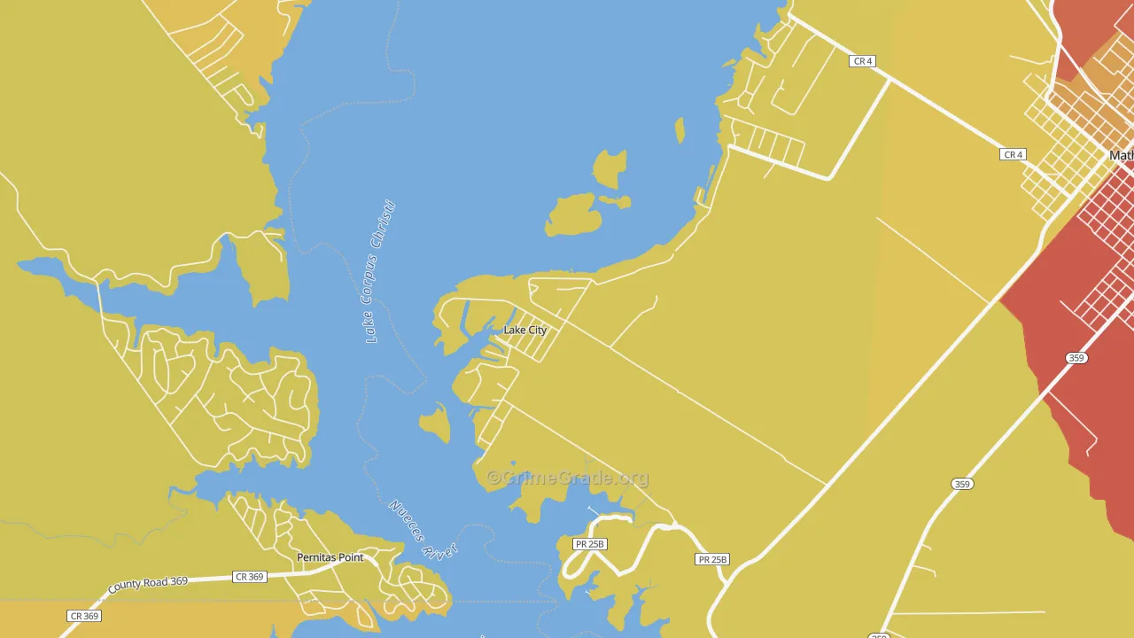 Lake City, TX Map of Burglary Rates