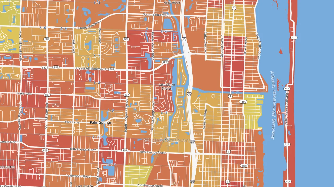Lake Clarke Shores, FL Map of Burglary Rates