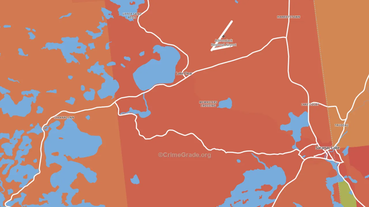 Lake Clear, NY Map of Burglary Rates
