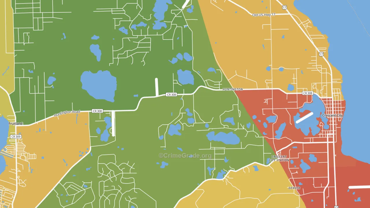 Lake Como, FL Map of Burglary Rates