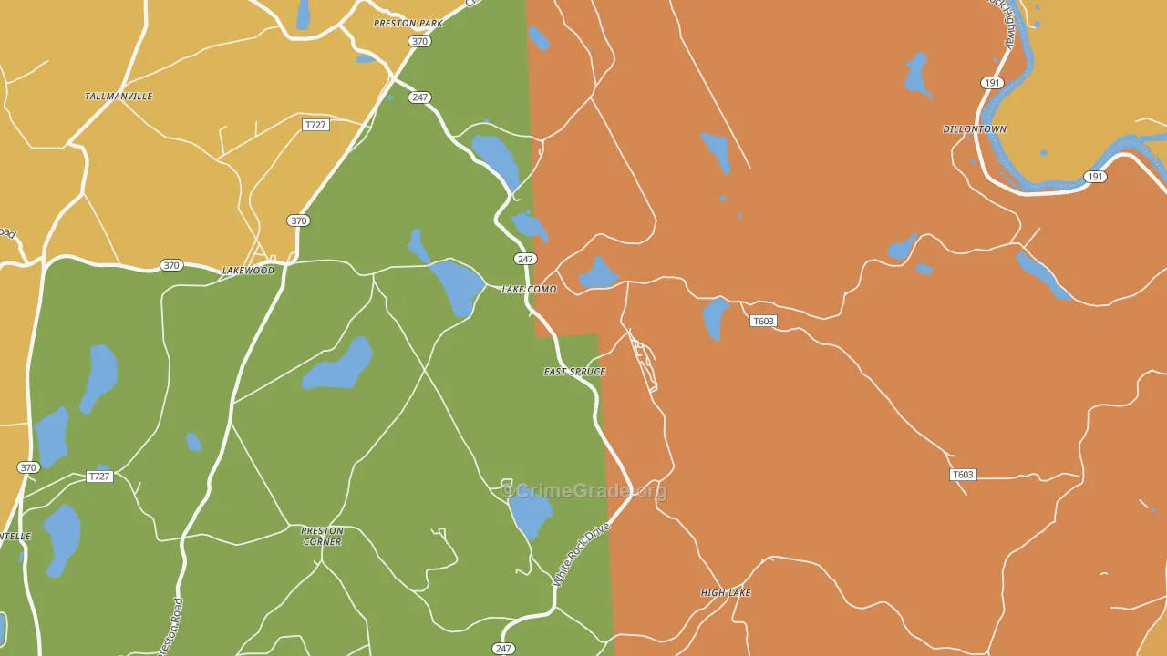Lake Como, PA Map of Burglary Rates