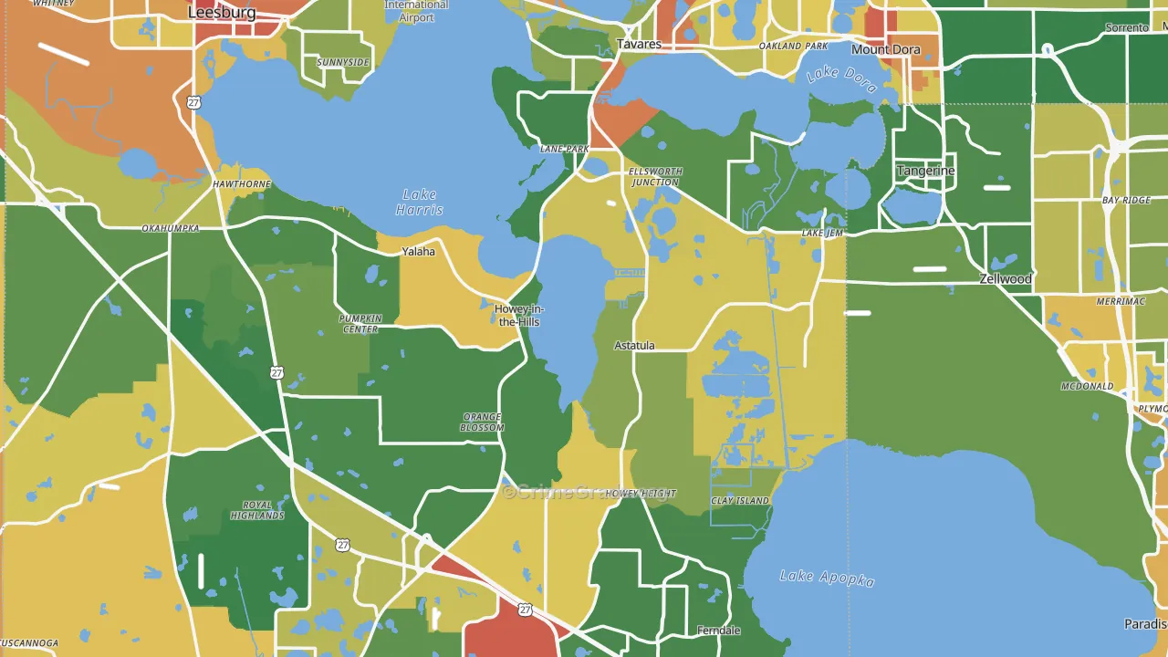 Lake County, FL Map of Burglary Rates