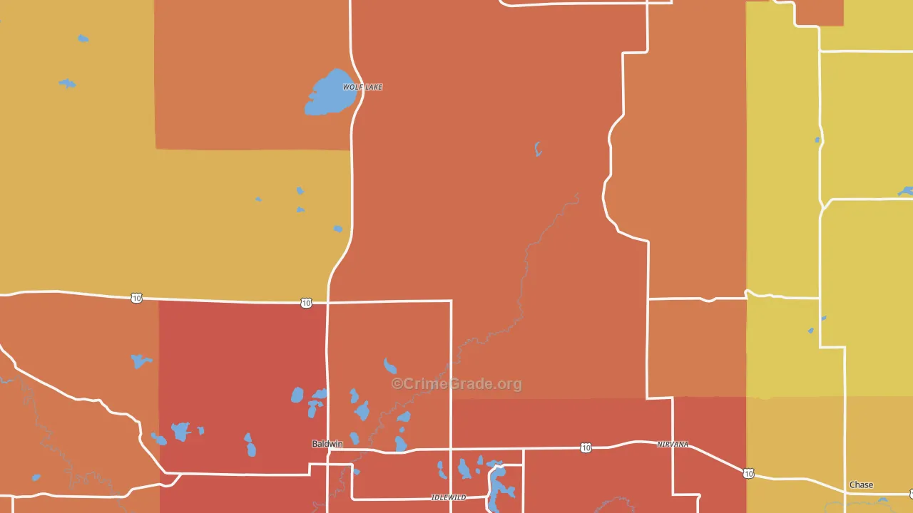 Lake County, MI Map of Burglary Rates