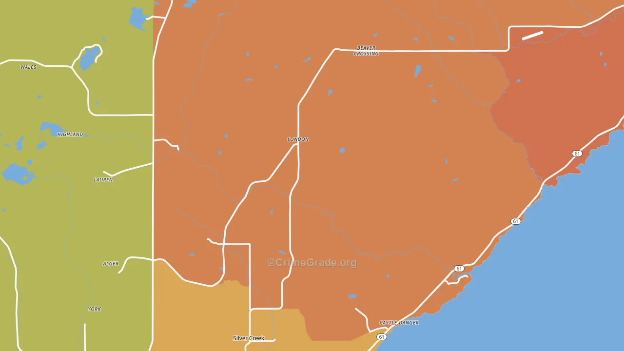 Lake County, MN Map of Burglary Rates