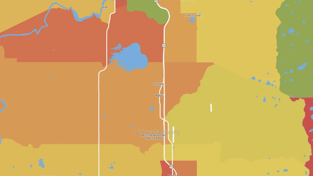 Lake County, MT Map of Burglary Rates