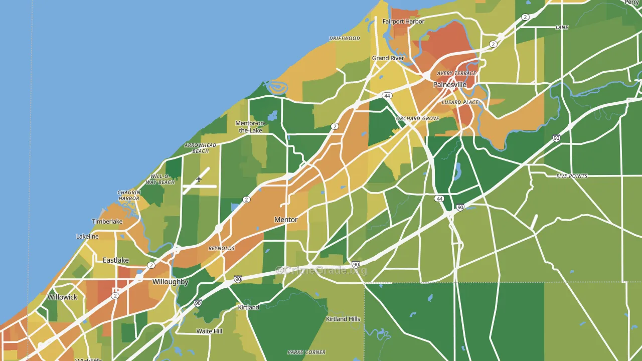 Lake County, OH Map of Burglary Rates
