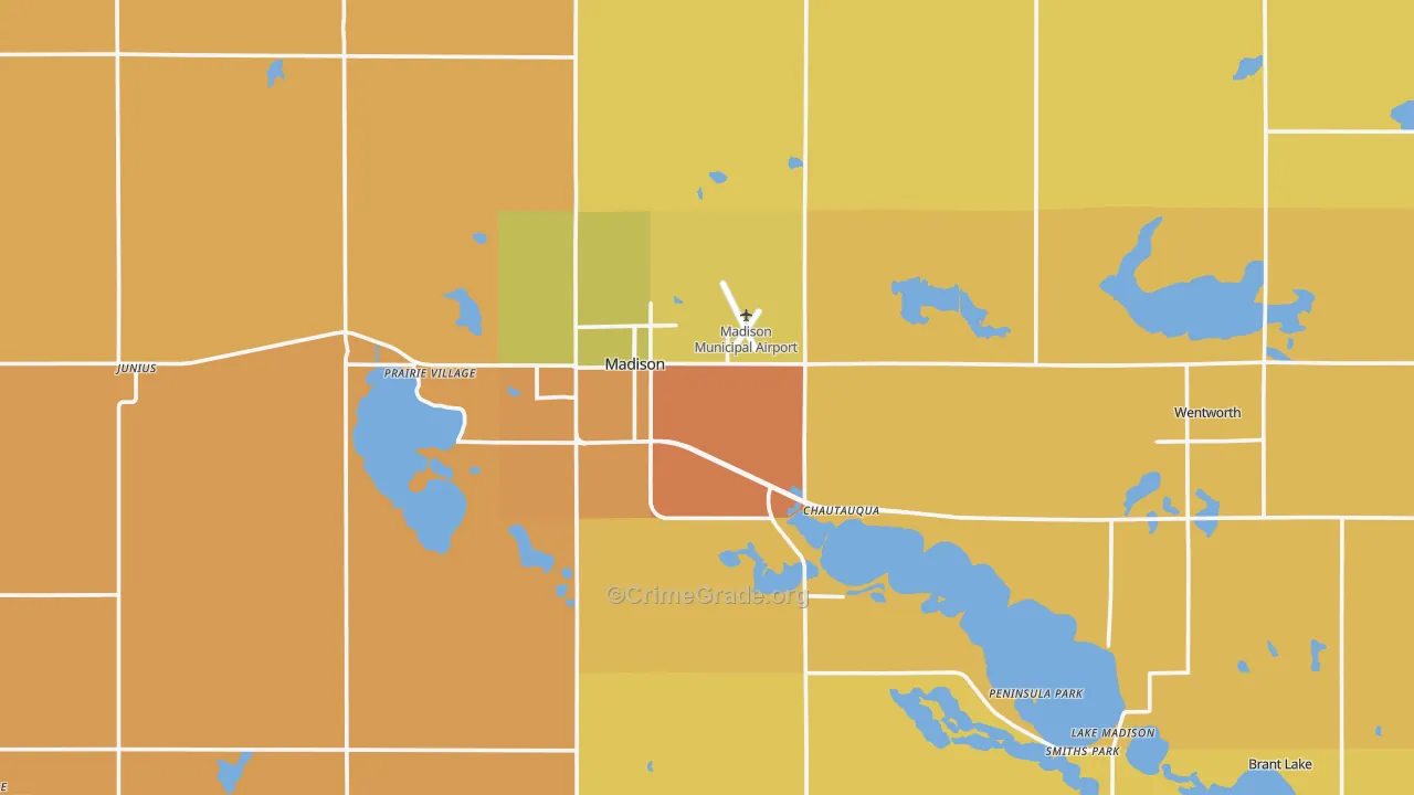 Lake County, SD Map of Burglary Rates