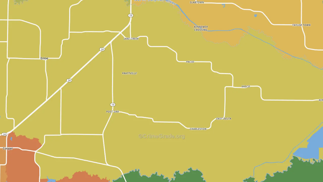Lake Creek, TX Map of Burglary Rates