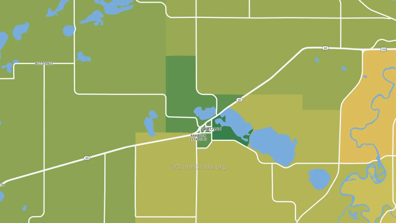 Lake Crystal, MN Map of Burglary Rates