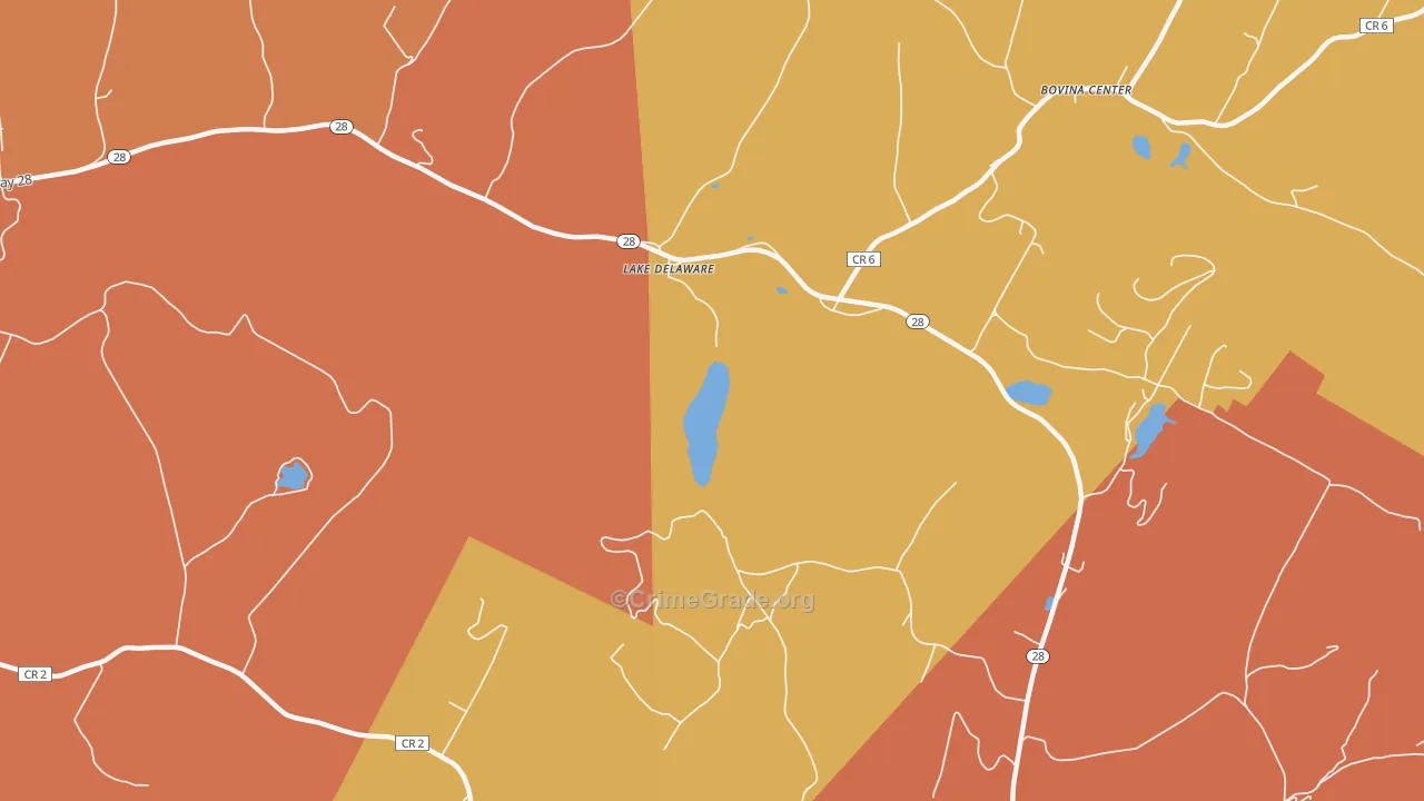 Lake Delaware, NY Map of Burglary Rates