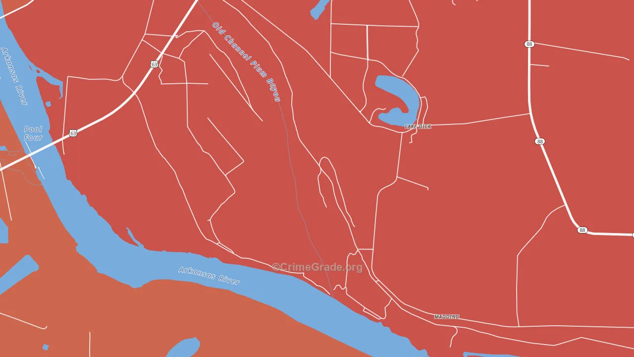 Lake Dick, AR Map of Burglary Rates