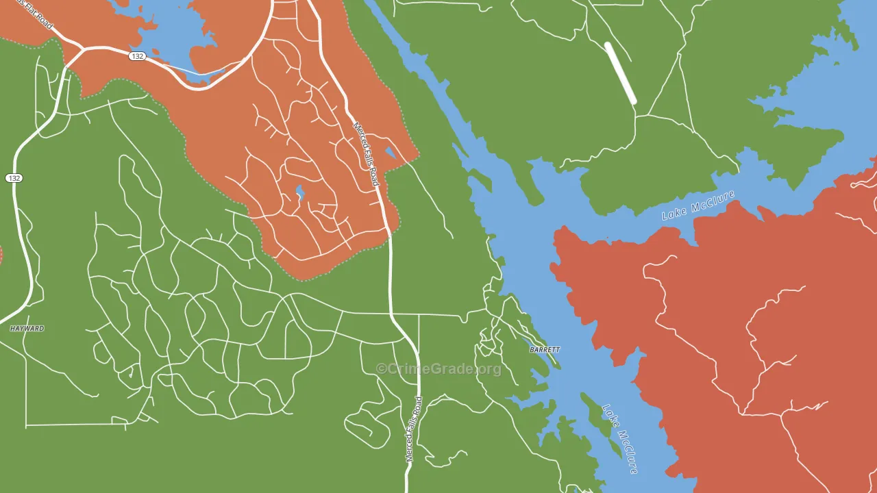 Lake Don Pedro, CA Map of Burglary Rates
