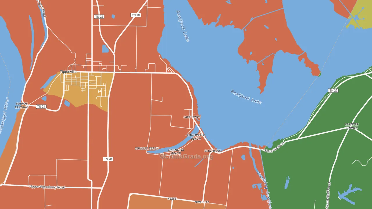 Lake Drive, TN Map of Burglary Rates