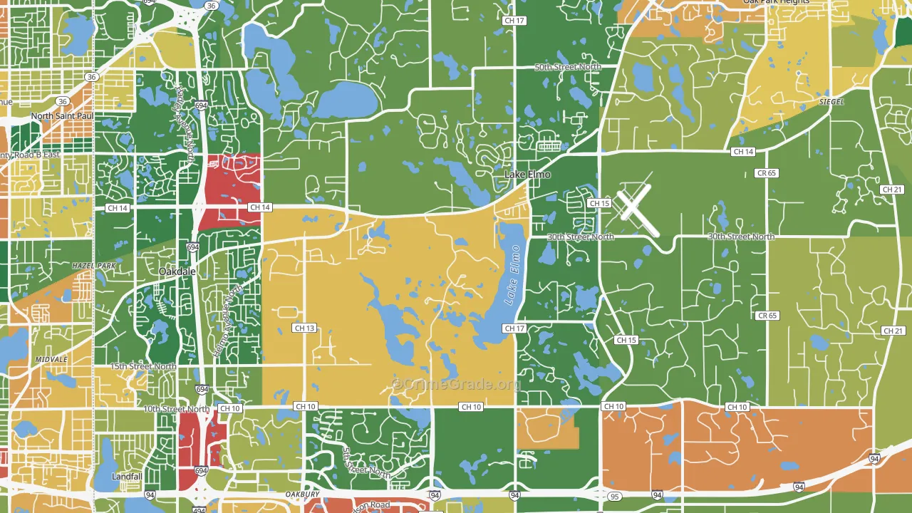 Lake Elmo, MN Map of Burglary Rates