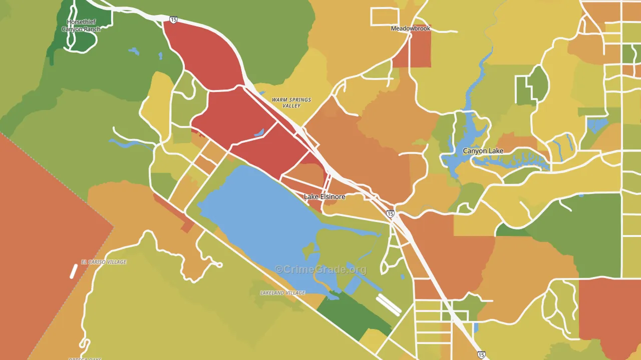 Lake Elsinore, CA Map of Burglary Rates