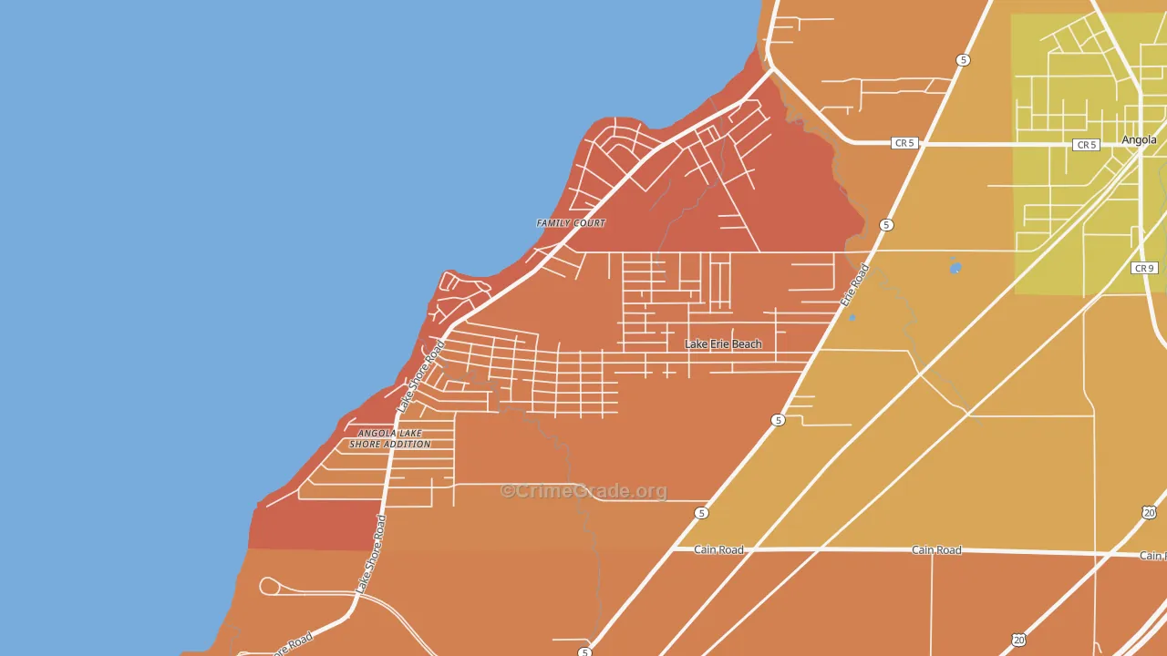 Lake Erie Beach, NY Map of Burglary Rates