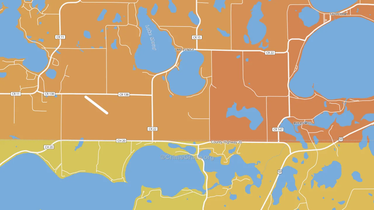 Lake Eunice, MN Map of Burglary Rates