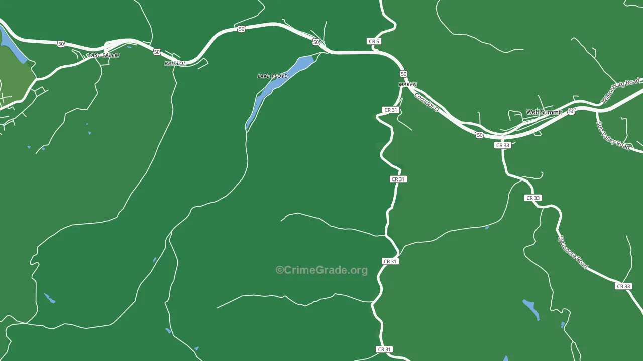 Lake Floyd, WV Map of Burglary Rates