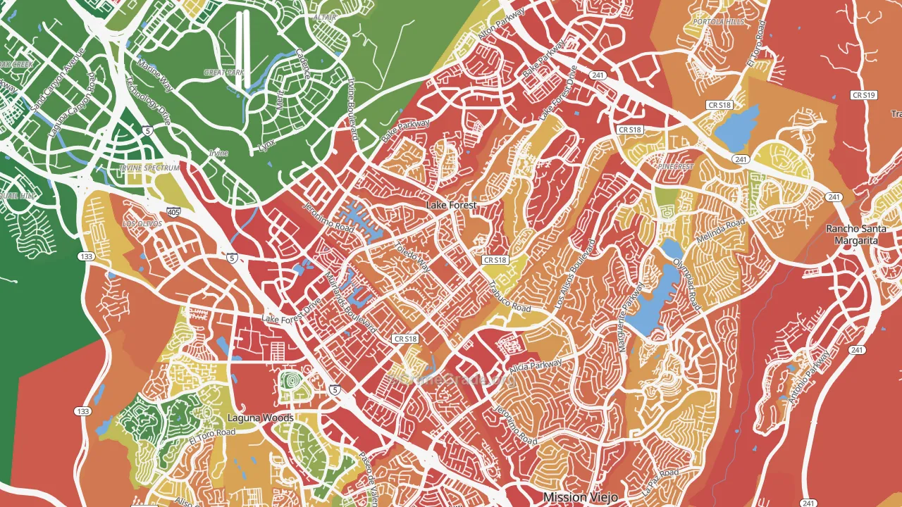 Lake Forest, CA Map of Burglary Rates