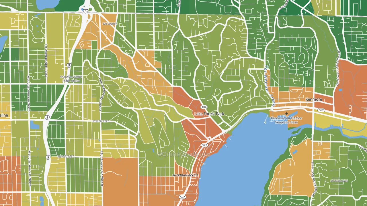 Lake Forest Park, WA Map of Burglary Rates