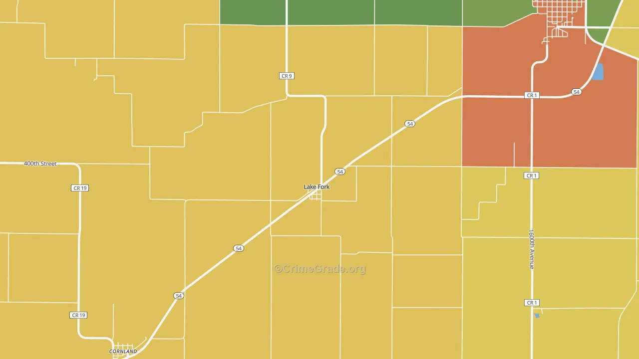 Lake Fork, IL Map of Burglary Rates
