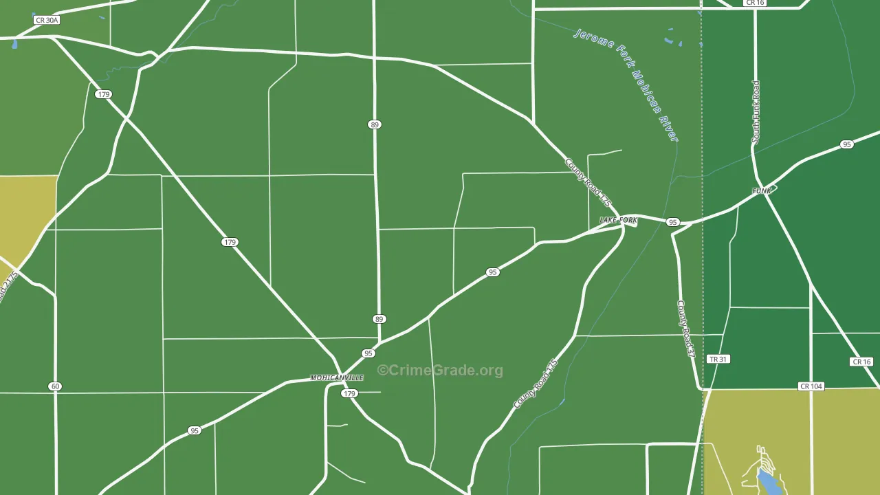 Lake Fork, OH Map of Burglary Rates