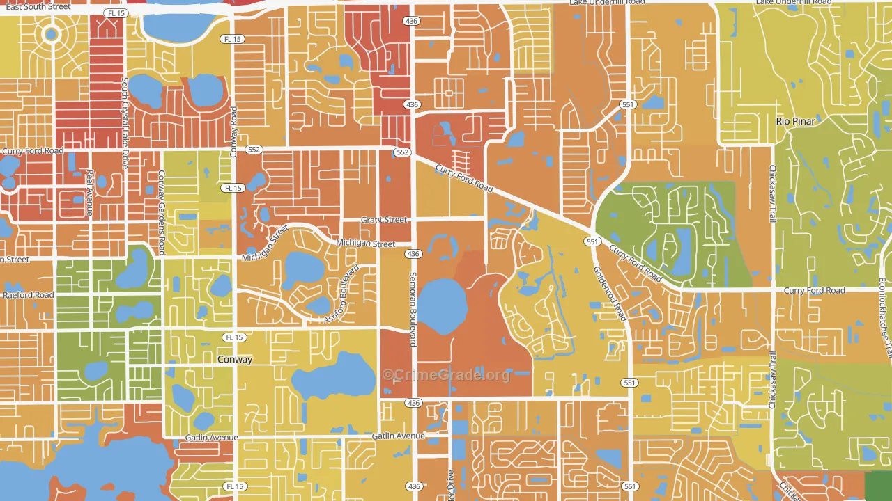 Lake Frederica, Orlando, FL Map of Burglary Rates
