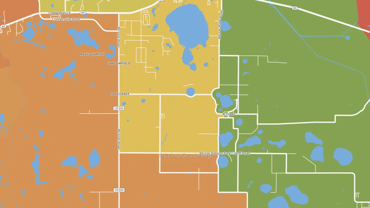 Lake Garfield, FL Map of Burglary Rates