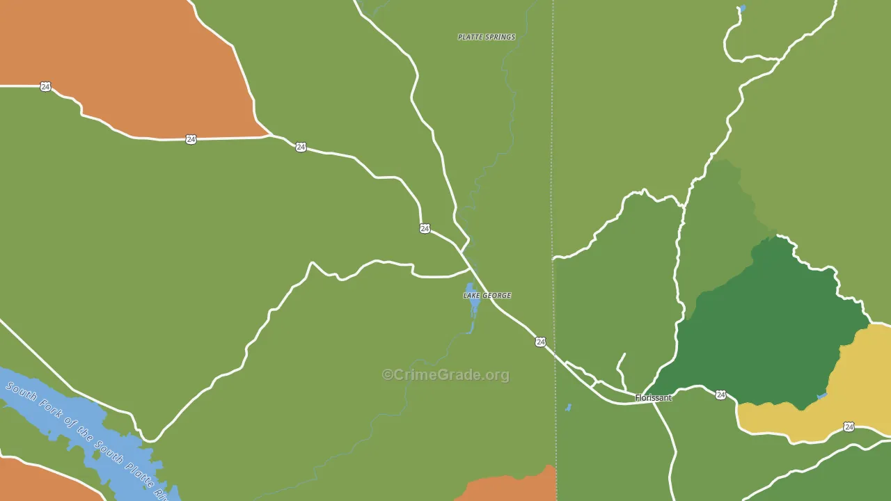 Lake George, CO Map of Burglary Rates