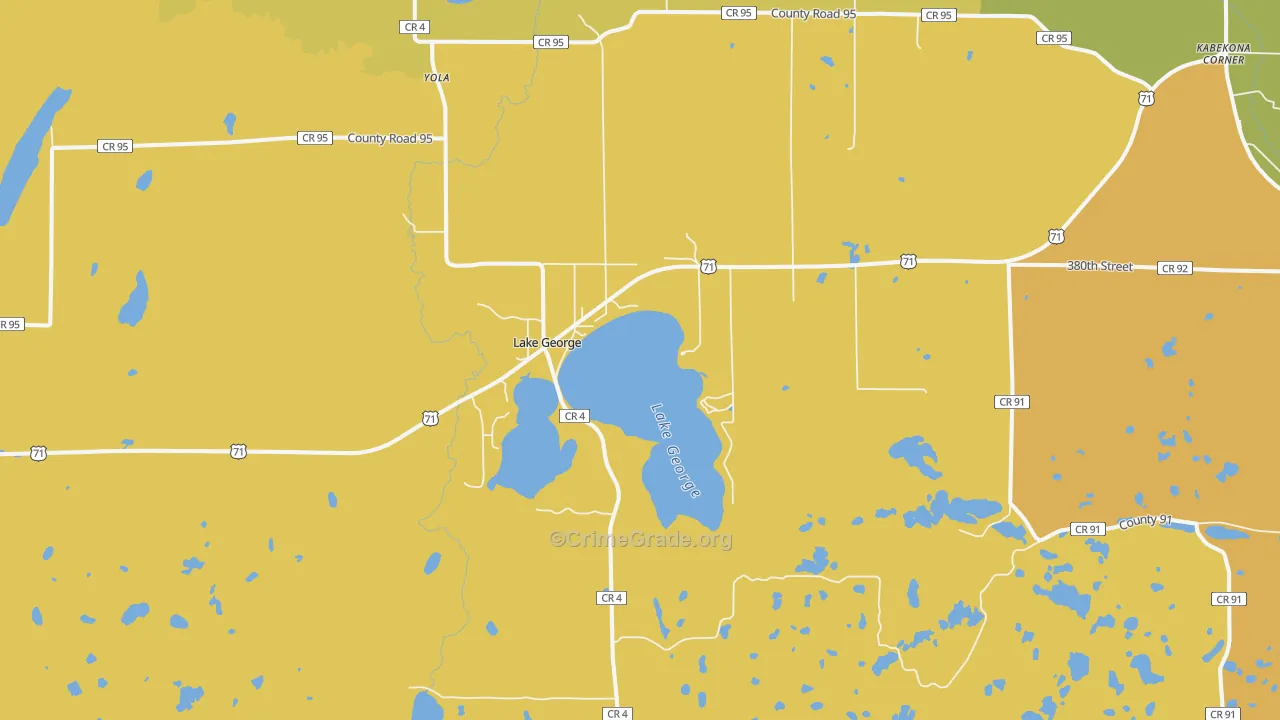 Lake George, MN Map of Burglary Rates