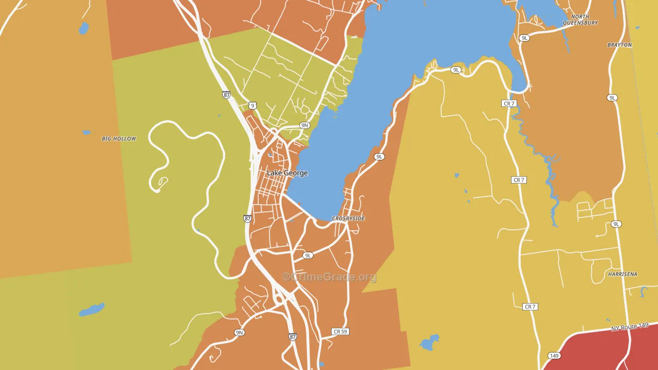 Lake George, NY Map of Burglary Rates