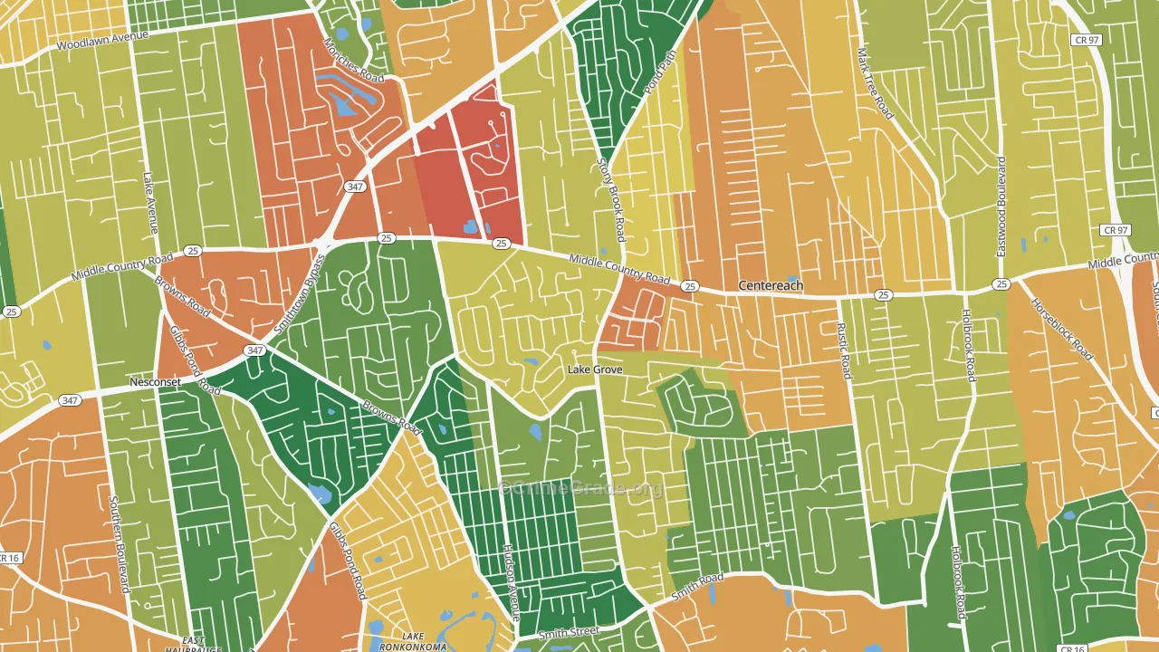 Lake Grove, NY Map of Burglary Rates