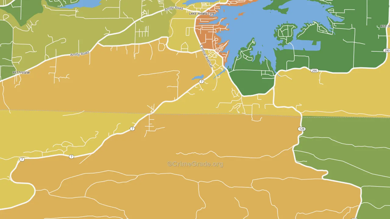 Lake Hamilton, AR Map of Burglary Rates