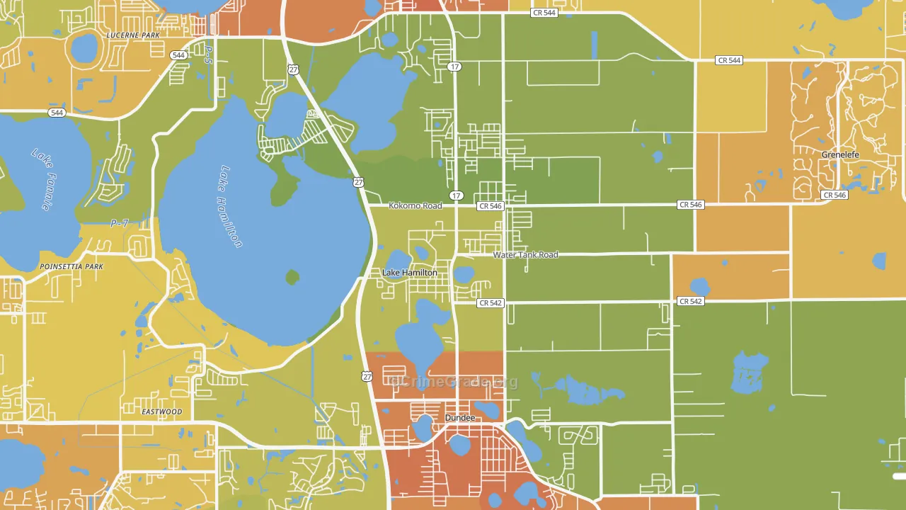 Lake Hamilton, FL Map of Burglary Rates