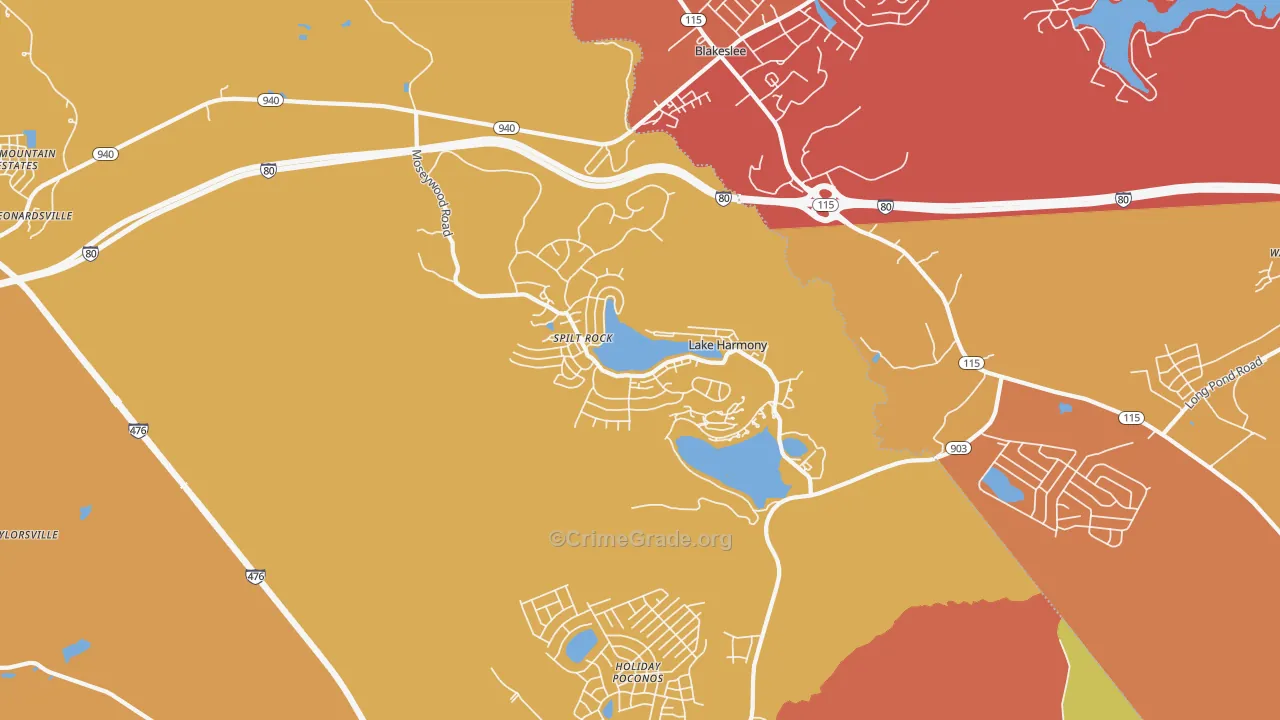 Lake Harmony, PA Map of Burglary Rates