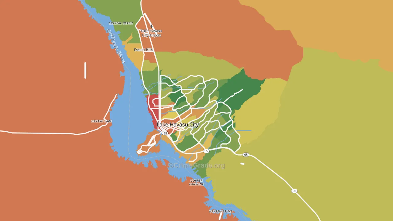 Lake Havasu City, AZ Map of Burglary Rates