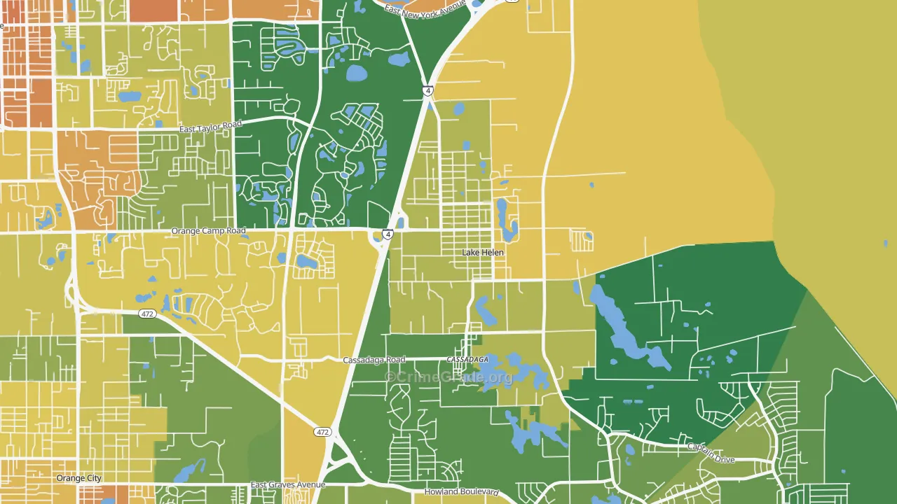 Lake Helen, FL Map of Burglary Rates