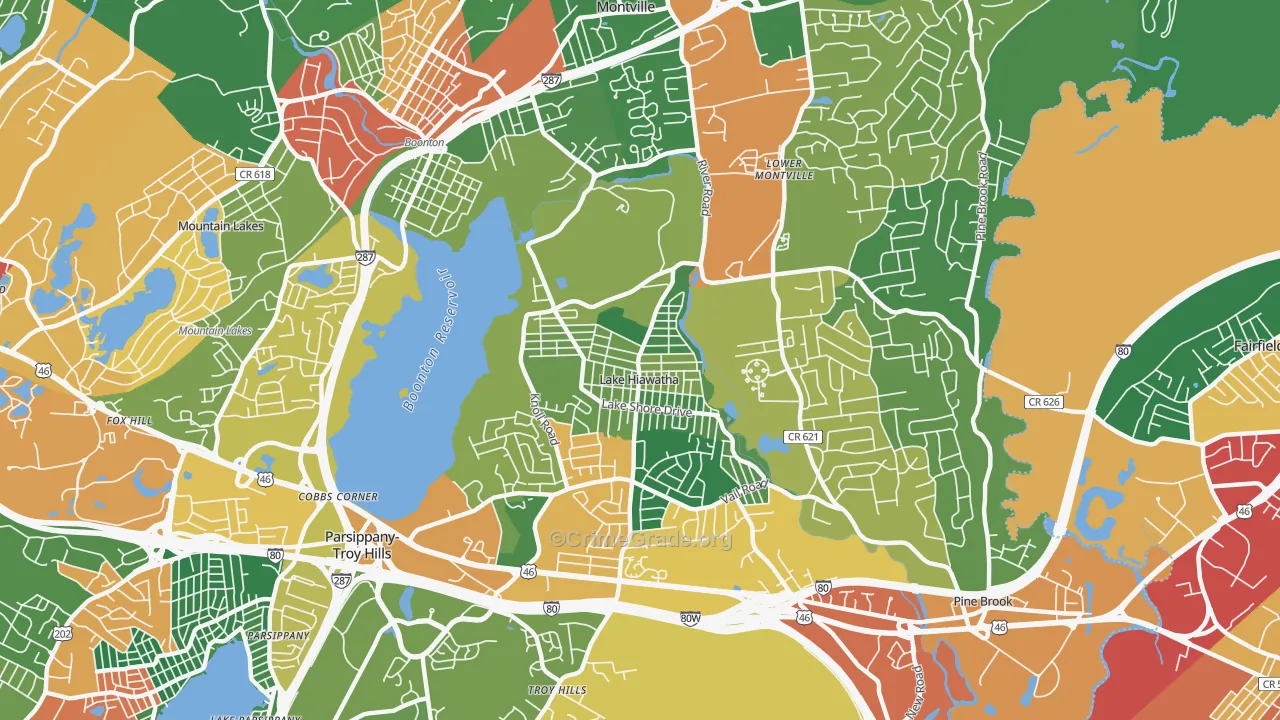 Lake Hiawatha, NJ Map of Burglary Rates