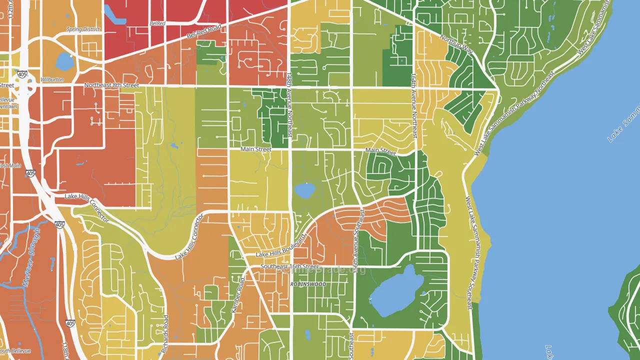 Lake Hills, Bellevue, WA Map of Burglary Rates